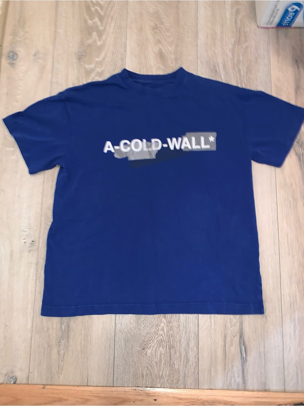 A-COLD-WALL* (ACW) Block Logo Graphic T-Shirt Blue Size: Small
